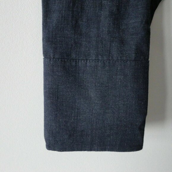 NWT AKRIS Blue Denim Cotton Lace Embroidery Stand Collar Tunic Blouse Top 4 - Picture 4 of 9